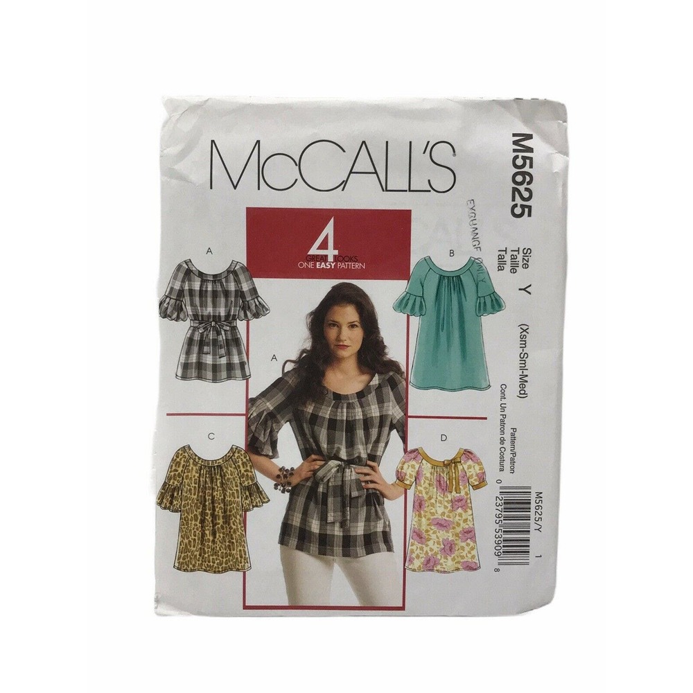 Mccalls M5625 Misses Tops Belt Tunic Raglan Sleeves Sewing Pattern Size Xs-M